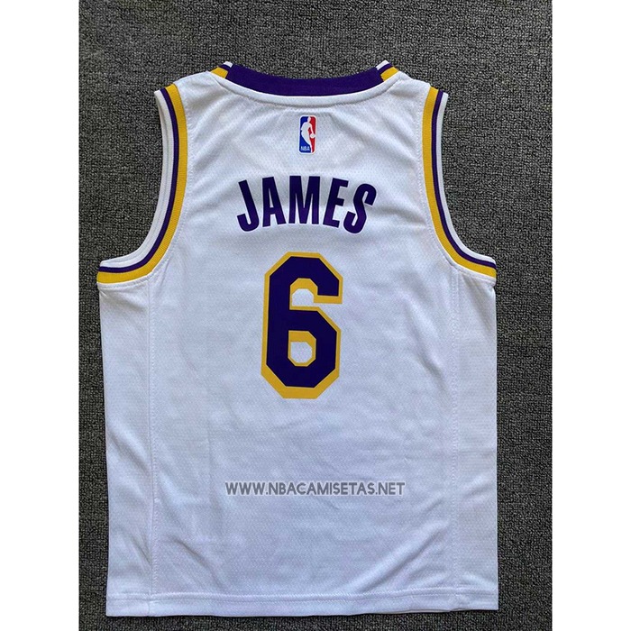 Camiseta Nino Los Angeles Lakers LeBron James NO 6 Association 2022-23 Blanco